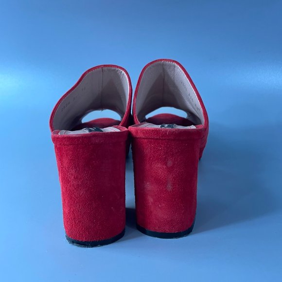 Alberto Zago Milano Red Suede Slide-on Sandals, Size 38 - Picture 6 of 12